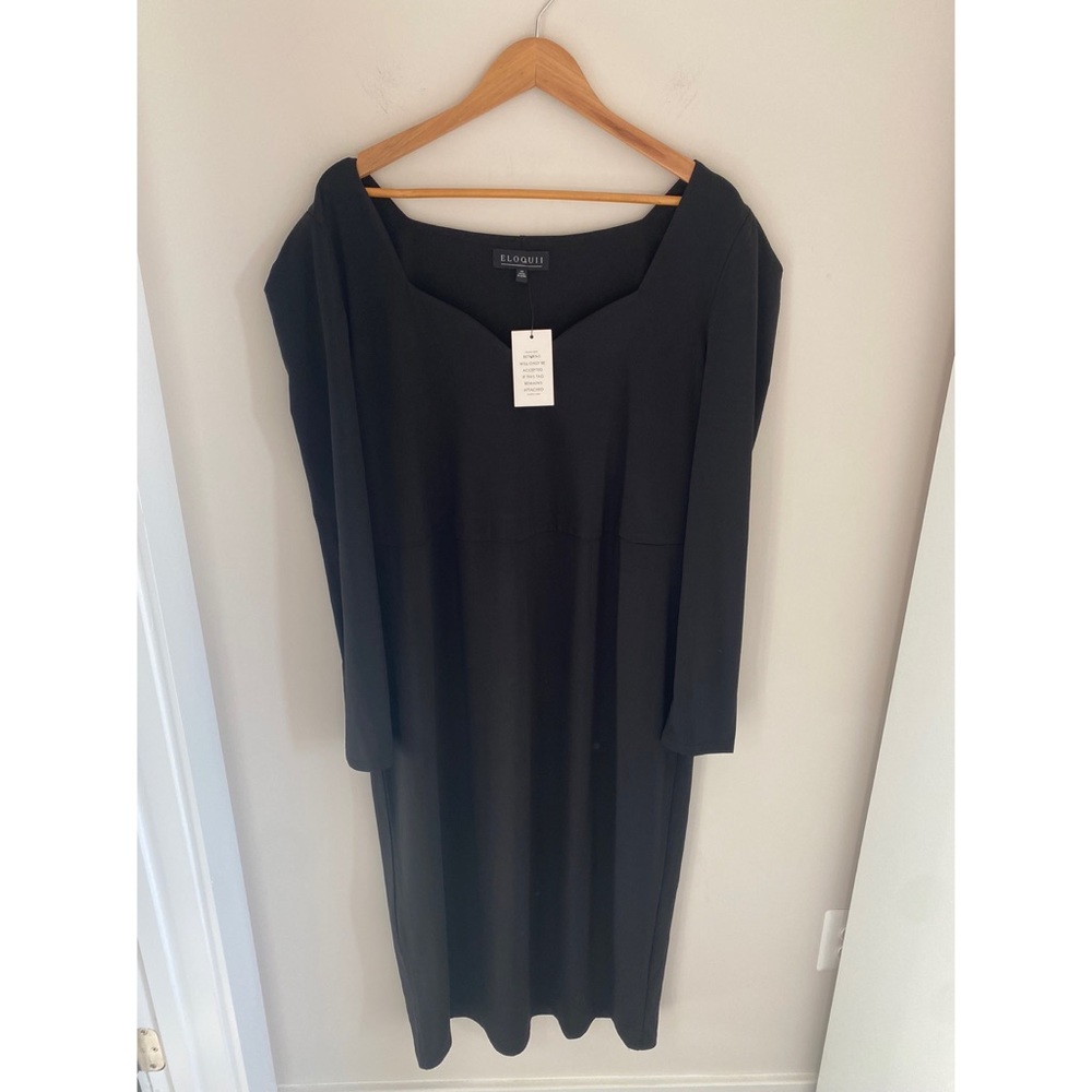 NWT Eloquii sweetheart neckline black long sleeve midi‎ dress size 20